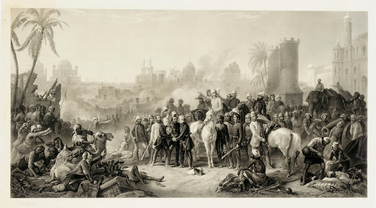 Lucknow megkönnyebbülése, Havelock, Outram és Sir Colin Campbell diadalmas találkozója, 1862 alkotó: Thomas Jones Barker