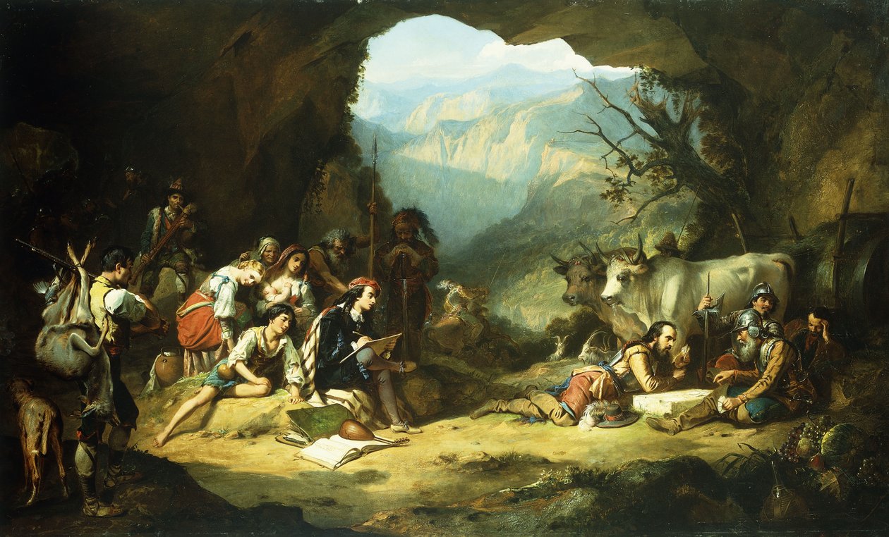 Salvator Rosa stúdiója az Abruzzi-hegységben, alkotó: Thomas Jones Barker