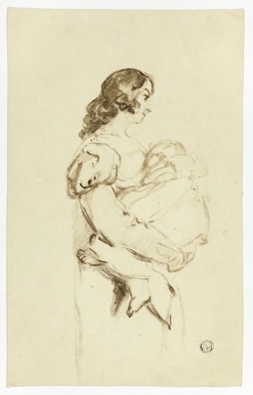 Fiatal nő hordozó baba alkotó: Thomas Jones Barker