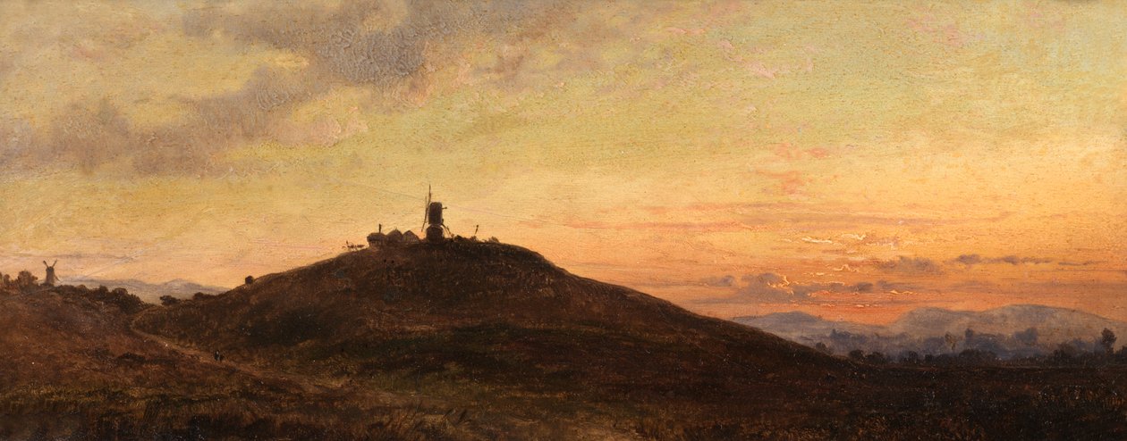 Szélmalom naplementében (olaj a fedélzeten) alkotó: Thomas Jr. Whittle