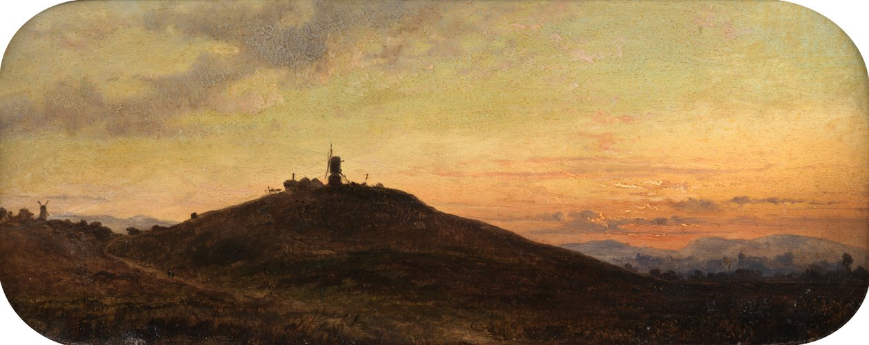 Szélmalom naplementében (olaj a fedélzeten) alkotó: Thomas Jr. Whittle