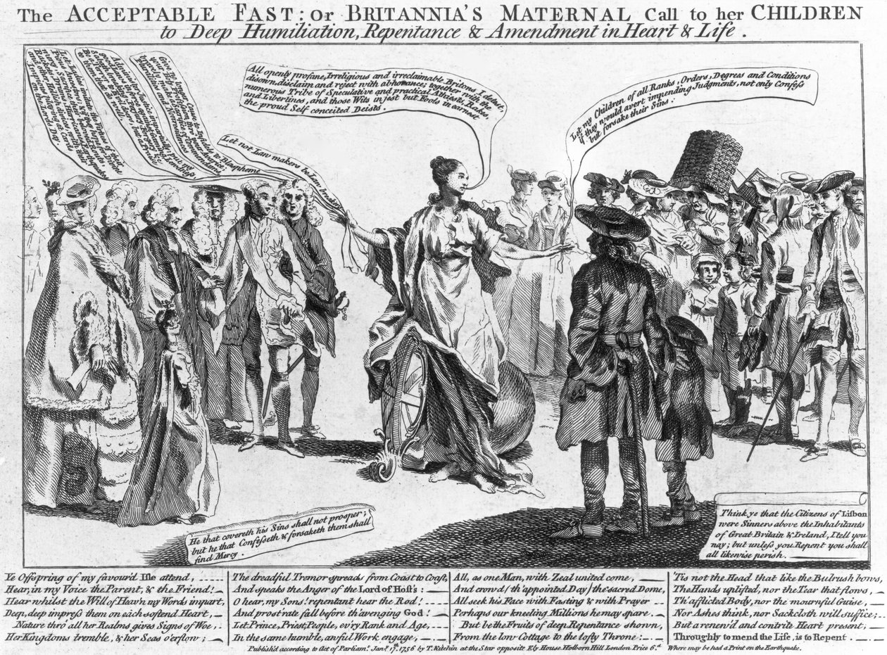 Az elfogadható gyors: Vagy: Britannia anyai felhívása gyermekeihez mély megalázásra, bűnbánatra és módosításra a szívben és az életben, 1756. alkotó: Thomas Kitchin