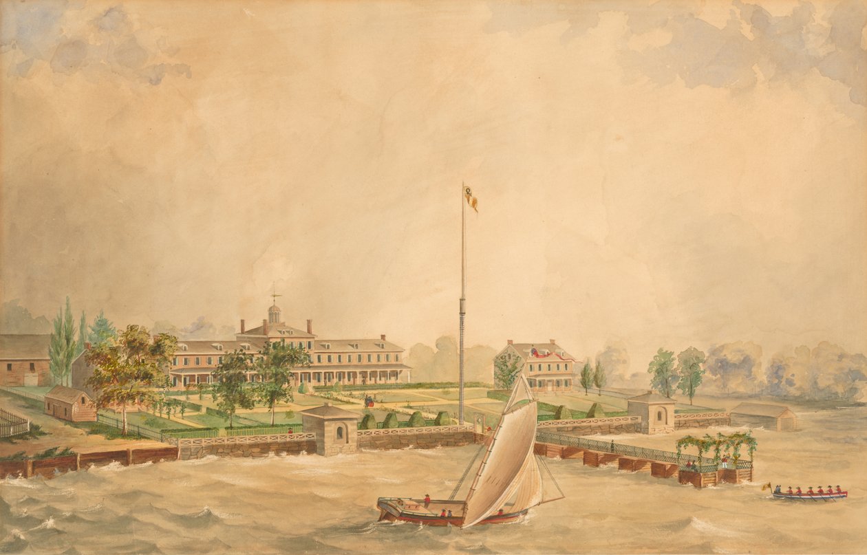 A Lazaretto karantén, 1860 körül (akvarell papíron) alkotó: Thomas L. Cernea
