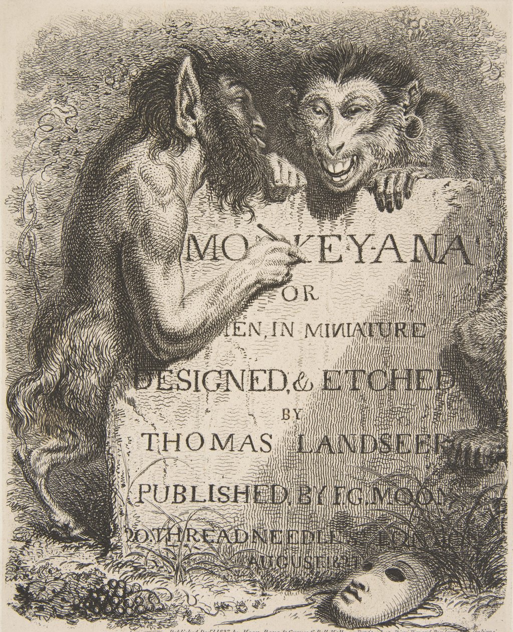 Címlap, Monkey-ana, avagy Men in Miniature, 1827., 1827-ből. alkotó: Thomas Landseer