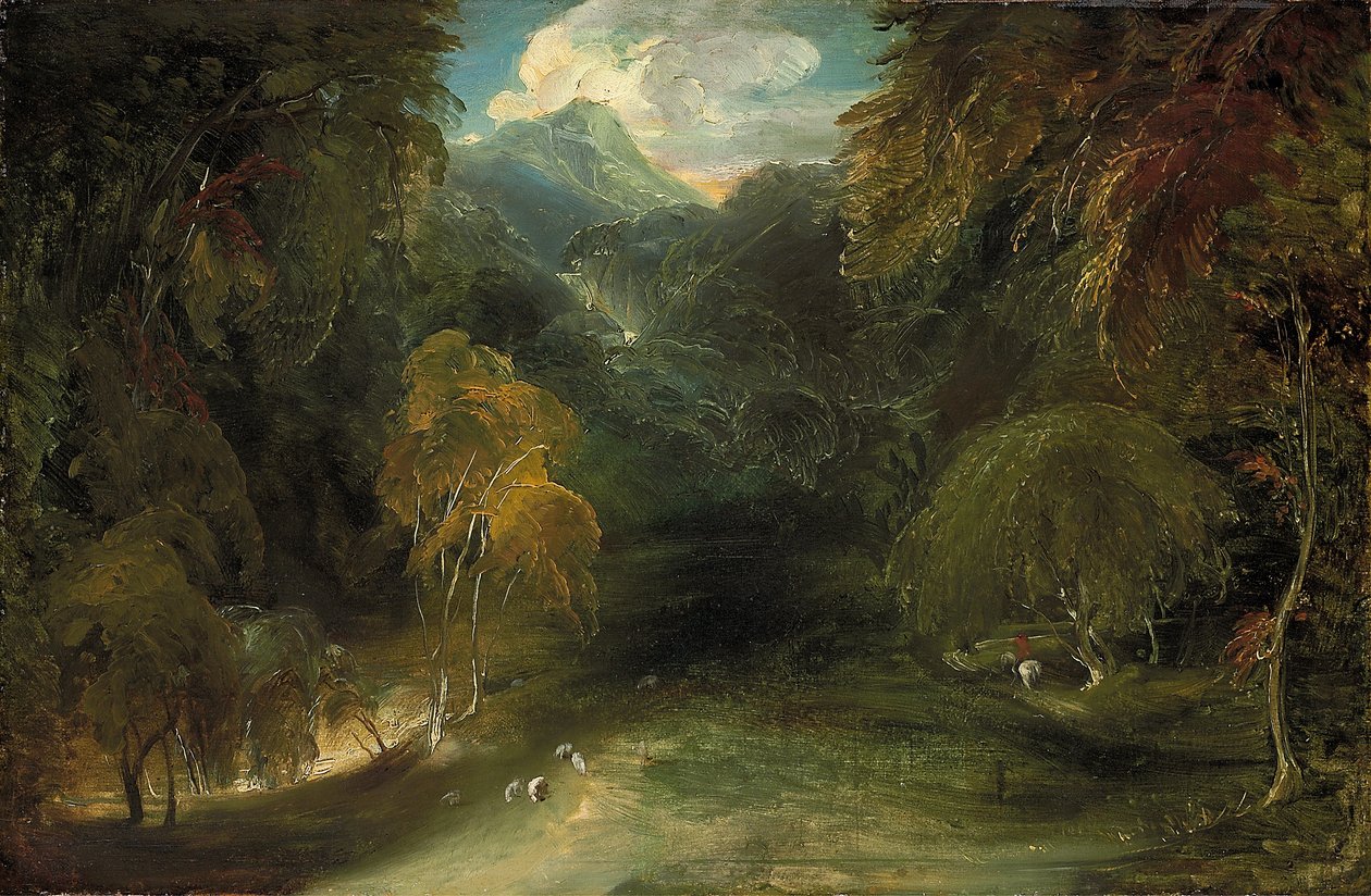 Dovedale kilátása a Thorpe Cloud felé (olaj, papír, vászonra fektetve) alkotó: Thomas Lawrence
