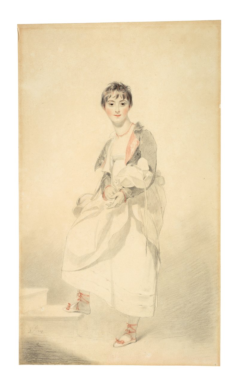 Lady Frances Hamilton (1795-1860) portréja (fekete-vörös kréta) alkotó: Thomas Lawrence