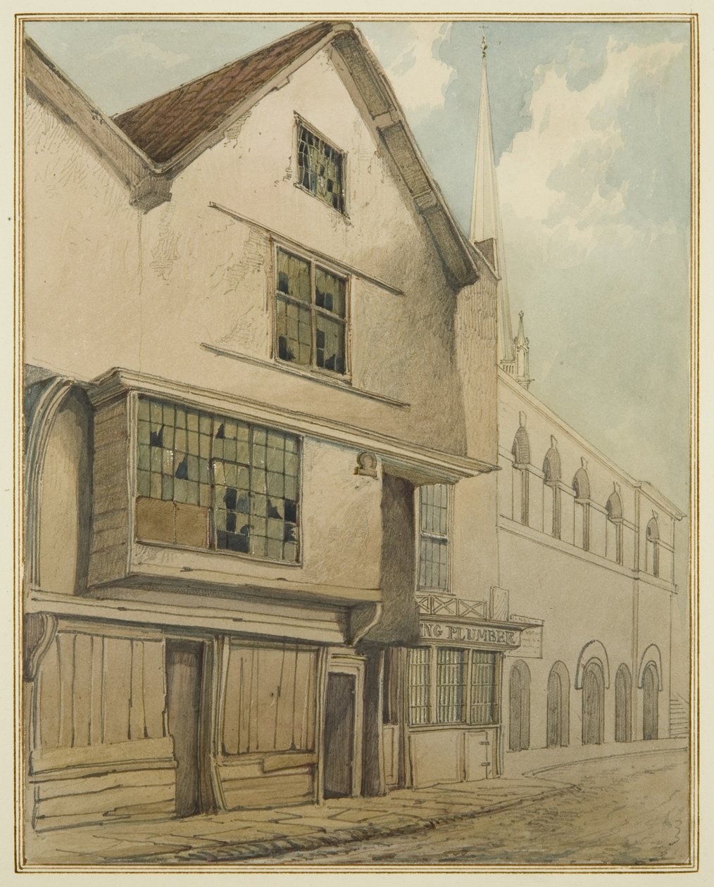 Baldwin Street 46 (akvarell, papír) alkotó: Thomas Leeson the Elder Rowbotham