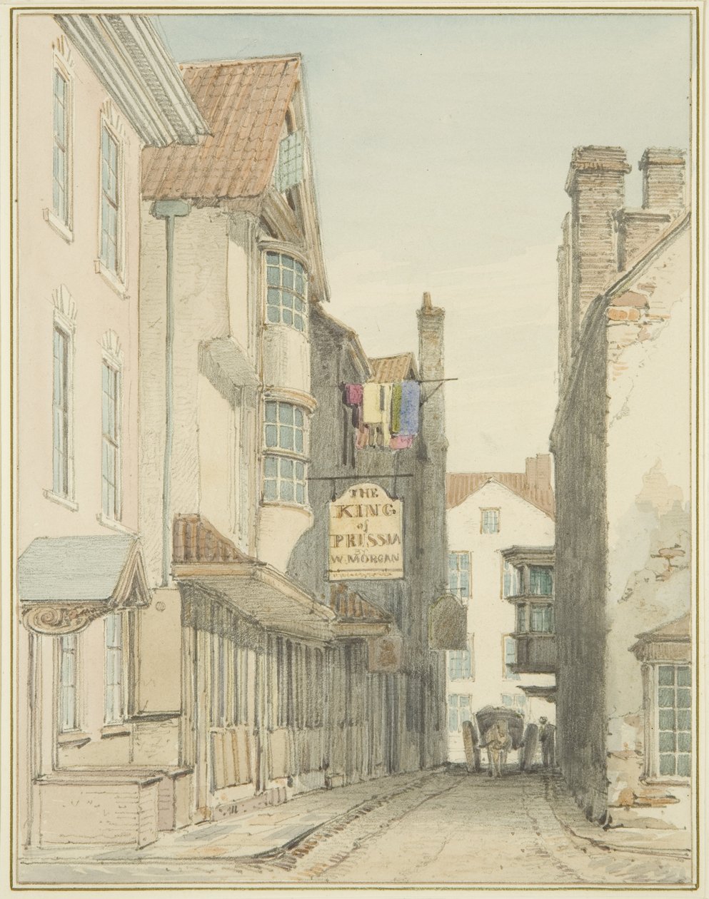 Alderskey Lane (akvarell papíron) alkotó: Thomas Leeson the Elder Rowbotham