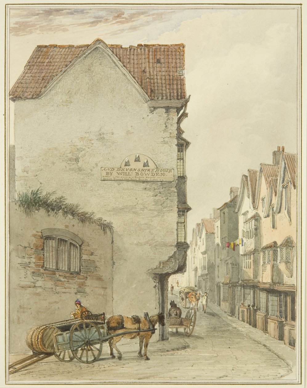 A hátsó utca délre néz (akvarell papíron) alkotó: Thomas Leeson the Elder Rowbotham