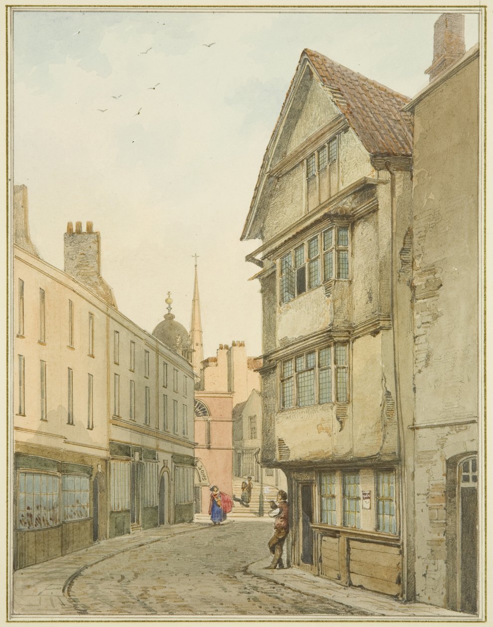 Back Street, észak felé nézve a Baldwin Street felé (akvarell papíron) alkotó: Thomas Leeson the Elder Rowbotham