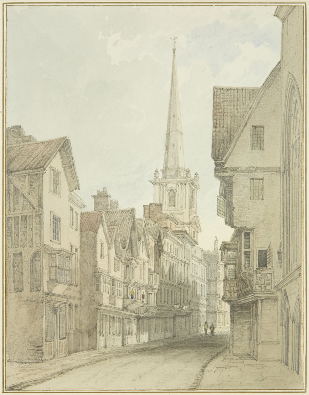 Broad Street (akvarell papíron) alkotó: Thomas Leeson the Elder Rowbotham