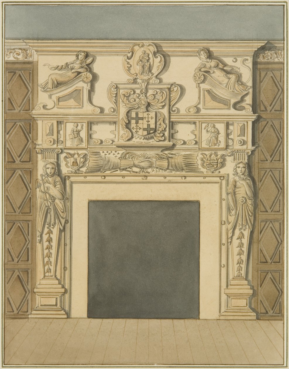 Kéménydarab a Redcliffe Street 28. szám alatt (akvarell papíron) alkotó: Thomas Leeson the Elder Rowbotham