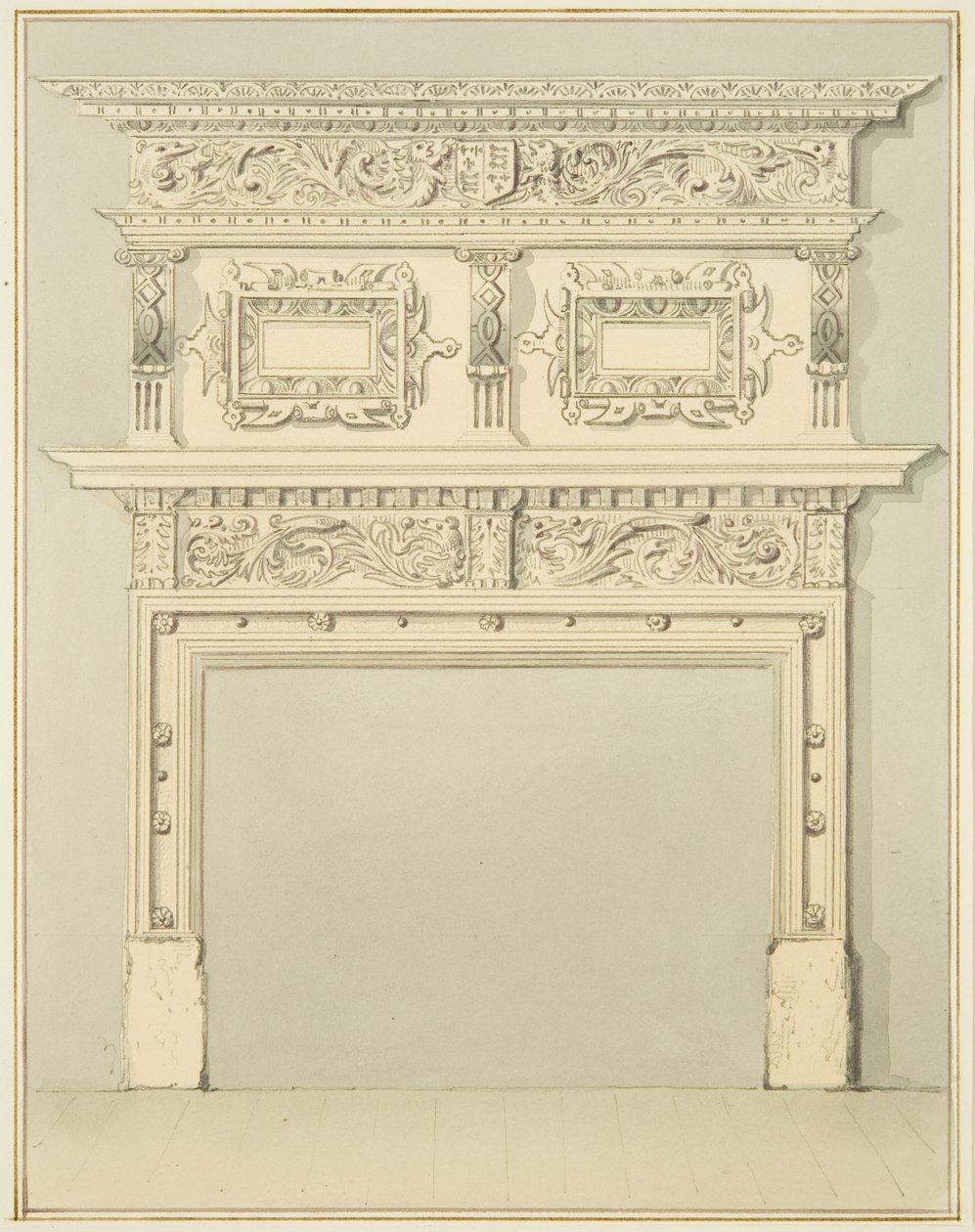 Kéménydarab az alsó szobában, 9. Small Street (ceruza és akvarell papíron) alkotó: Thomas Leeson the Elder Rowbotham