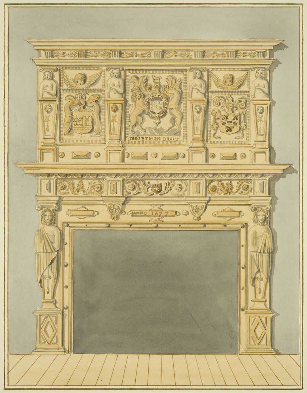 Kéménydarab a Szent Jakab szomszédságában, 1677-ben (ceruza és akvarell papíron) alkotó: Thomas Leeson the Elder Rowbotham