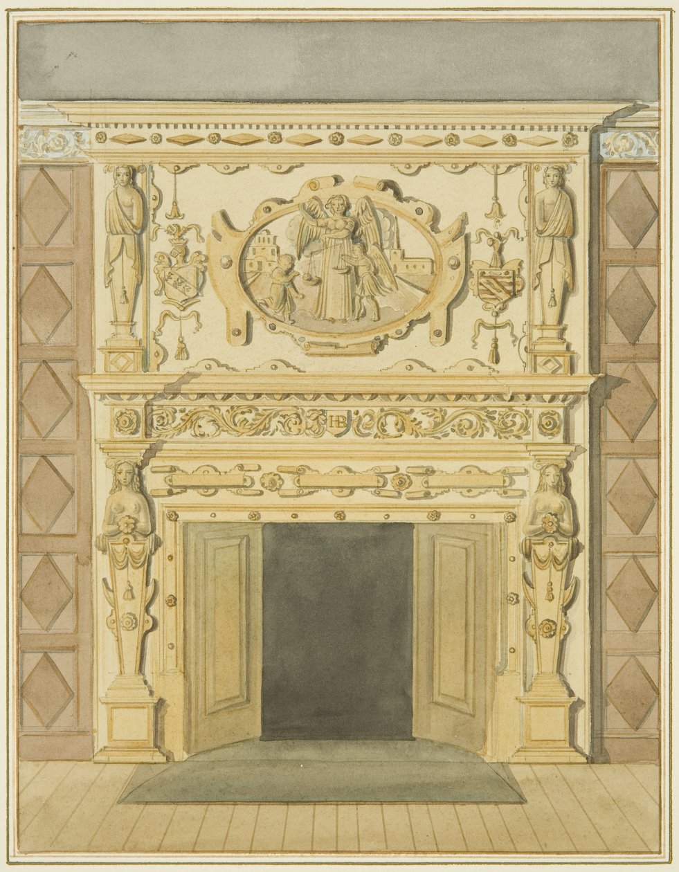 Kéménydarab a Jogi Könyvtárban (akvarell papíron) alkotó: Thomas Leeson the Elder Rowbotham
