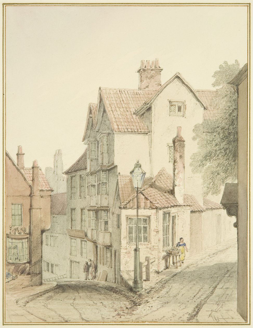 A Trenchard Lane és a Steep Street sarka (akvarell papíron) alkotó: Thomas Leeson the Elder Rowbotham