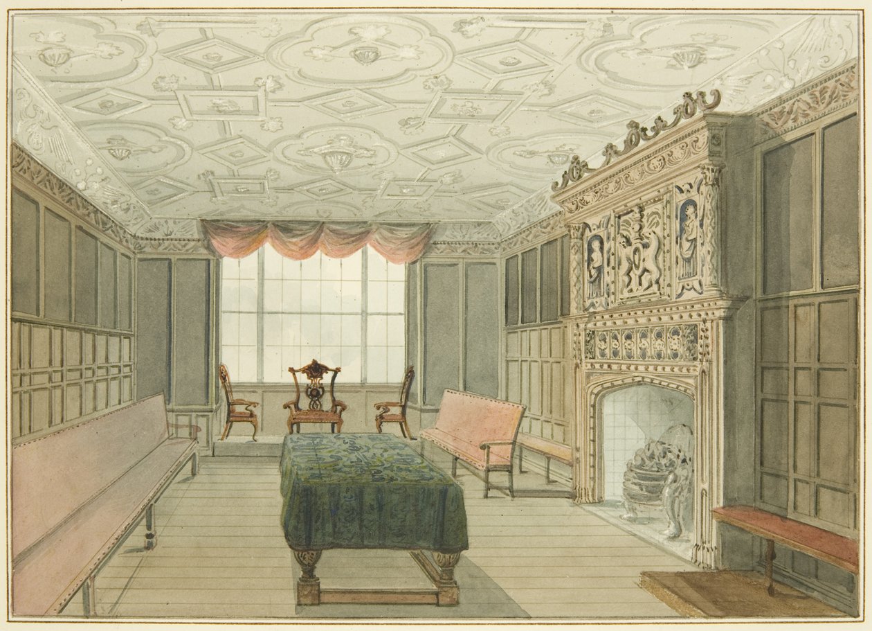 A Szent Péter Kórház Tanácsterme, korábban The Mint (akvarell papíron) alkotó: Thomas Leeson the Elder Rowbotham