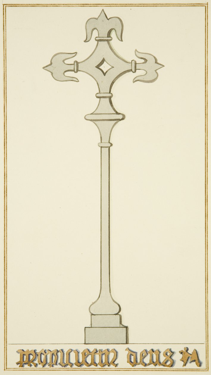 Kereszt régi sírkövön a Szent János-templom kriptában (akvarell papíron) alkotó: Thomas Leeson the Elder Rowbotham