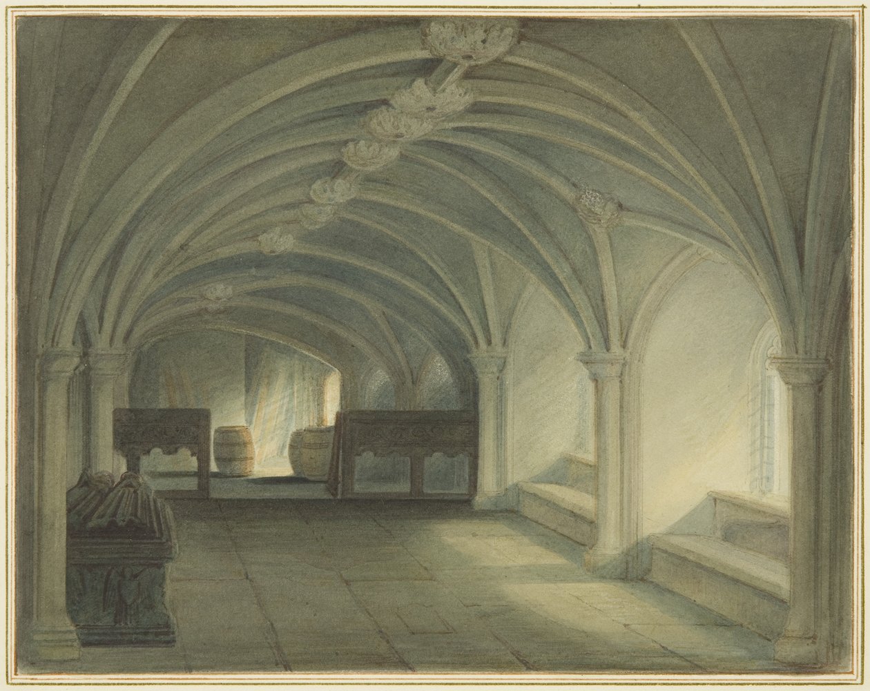 A Szent János-templom kriptája nyugatra néz (akvarell papíron) alkotó: Thomas Leeson the Elder Rowbotham