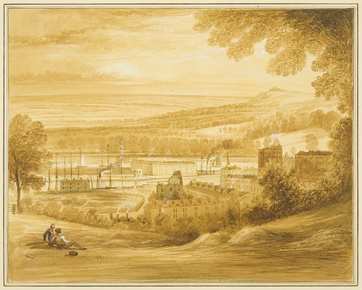 Cumberland-medence a Clifton Church közelében lévő mezőről nézve alkotó: Thomas Leeson the Elder Rowbotham