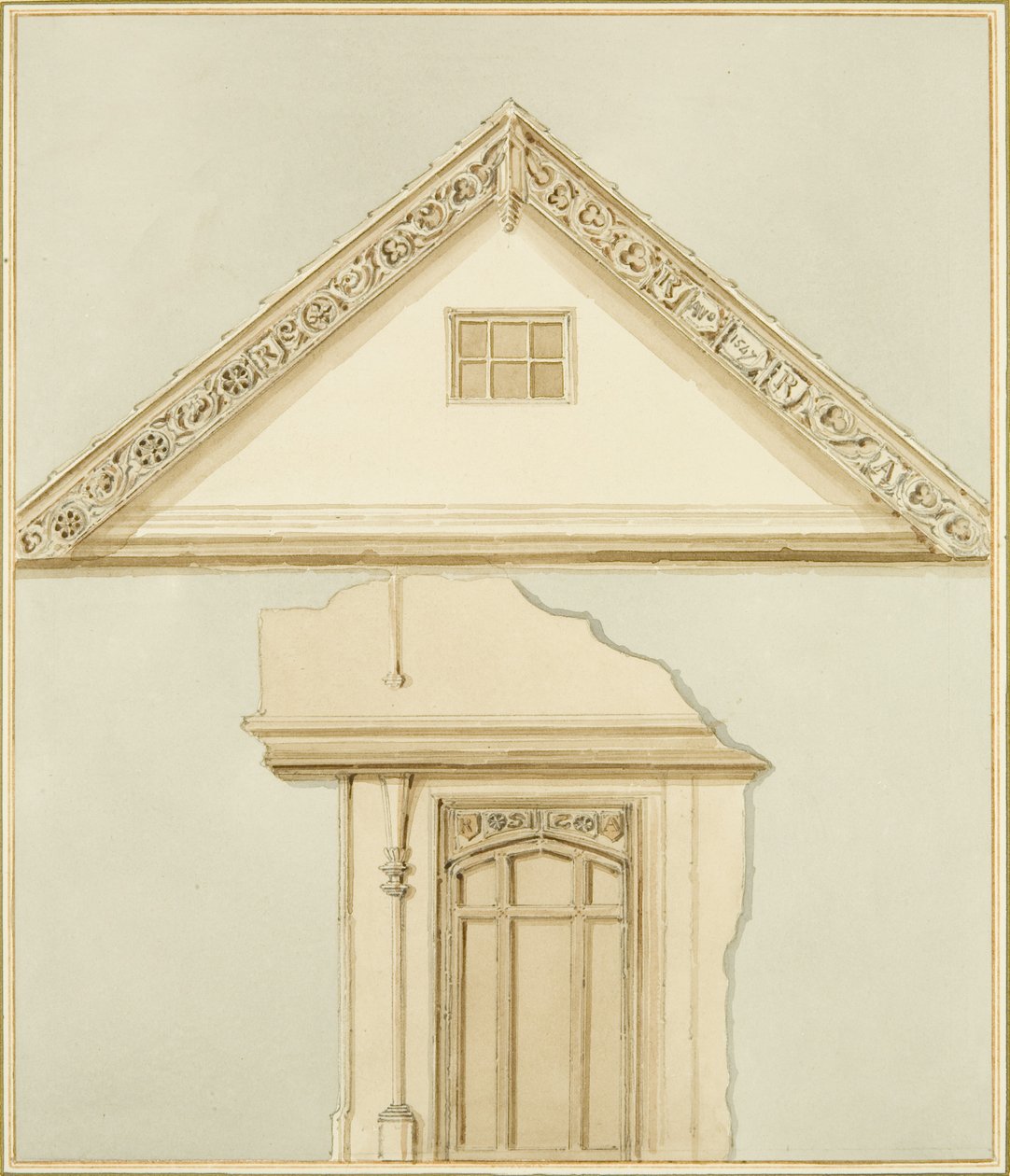 Ajtó- és uszálydeszkák Robert Adams házába (akvarell papíron) alkotó: Thomas Leeson the Elder Rowbotham