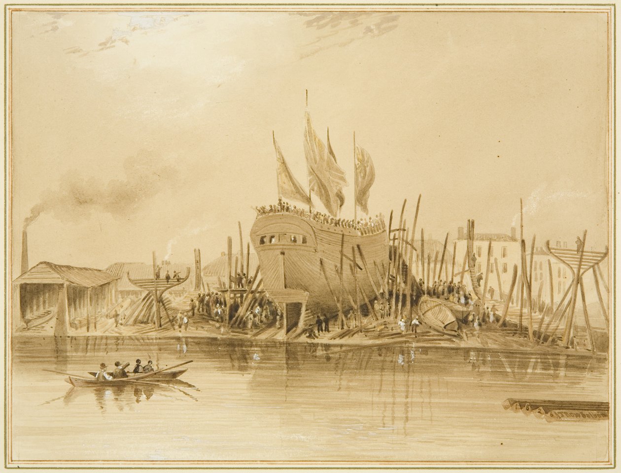 Keleti Wapping Dock, Az "Avon" indítása, 1826 alkotó: Thomas Leeson the Elder Rowbotham