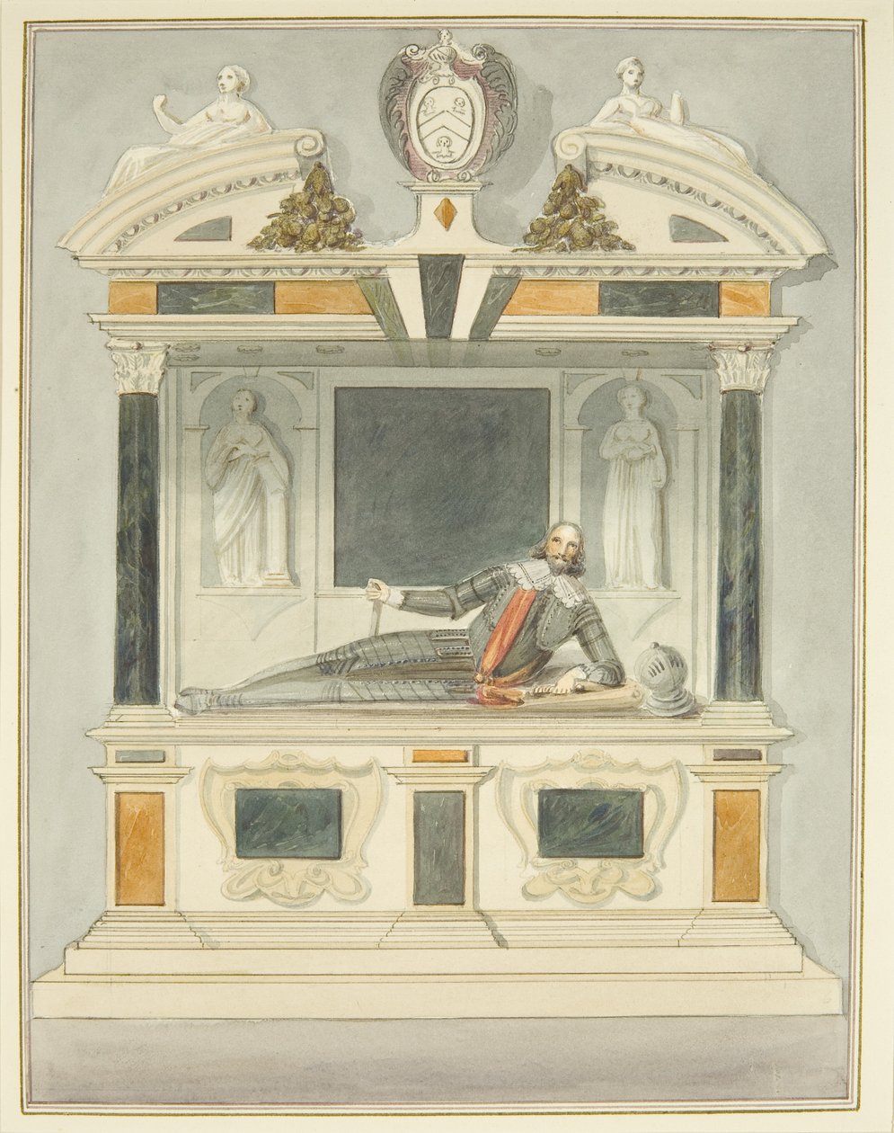 Sir Charles Vaughan képmása a bristoli katedrálisban (akvarell papíron) alkotó: Thomas Leeson the Elder Rowbotham