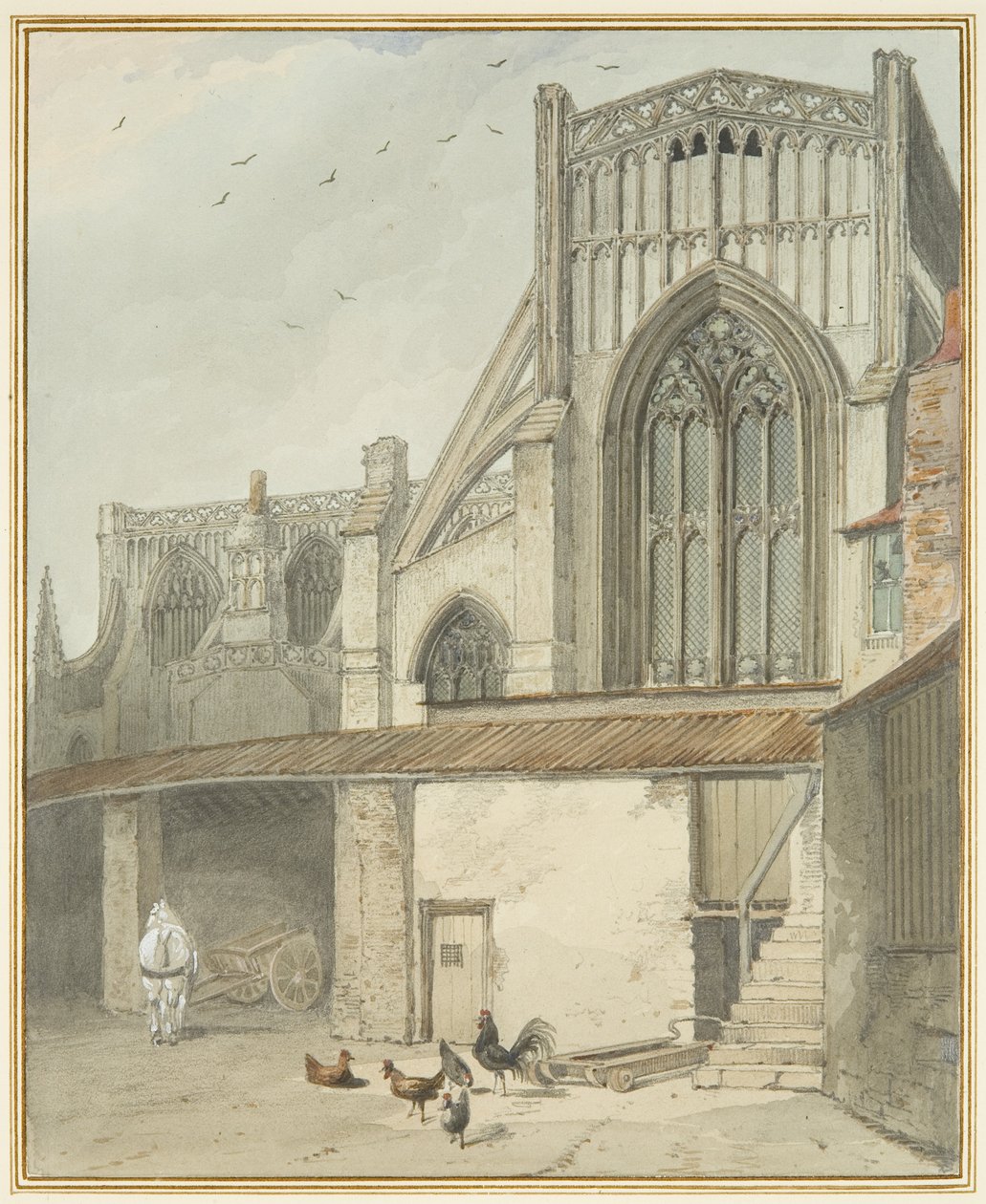 St Mary Redcliffe északi kereszthajójának vége (akvarell papíron) alkotó: Thomas Leeson the Elder Rowbotham