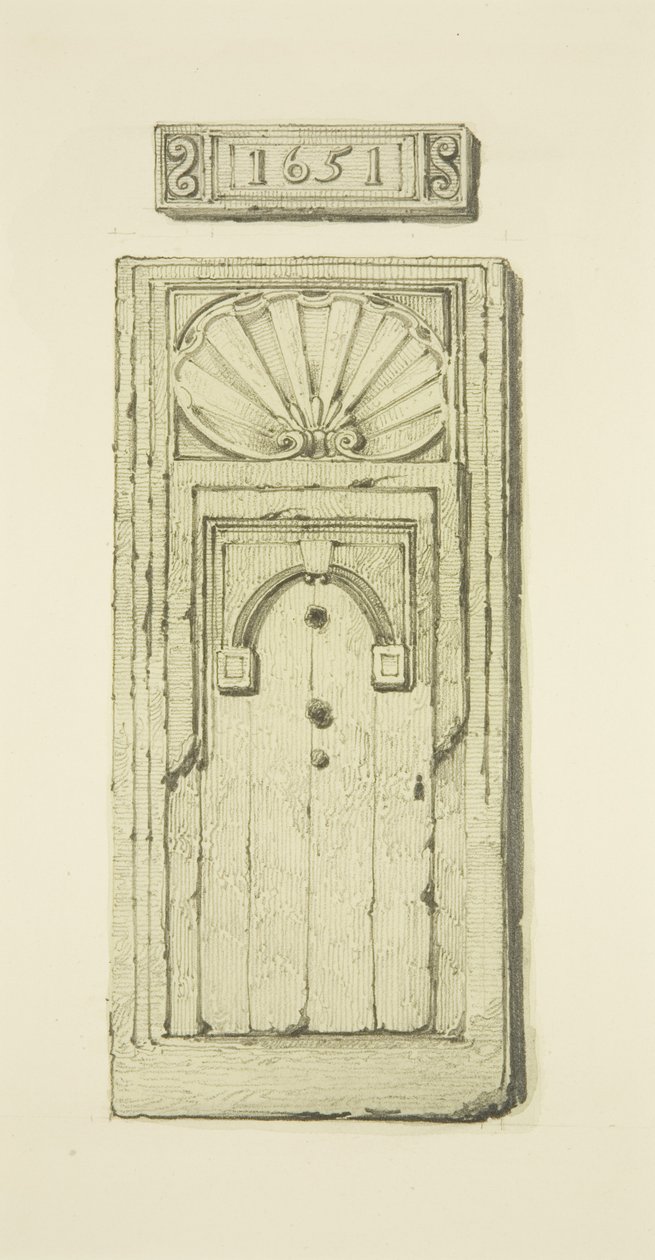 A „Lamb Inn”-hez vezető nagy ajtó fele, West Street (akvarell papíron) alkotó: Thomas Leeson the Elder Rowbotham