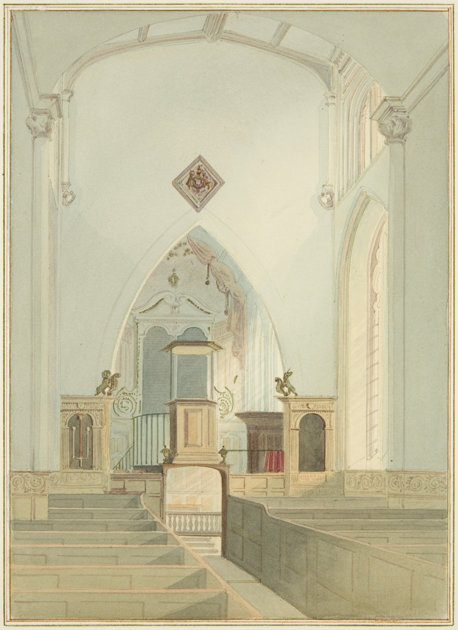 Szent János templom belseje (akvarell, papír) alkotó: Thomas Leeson the Elder Rowbotham