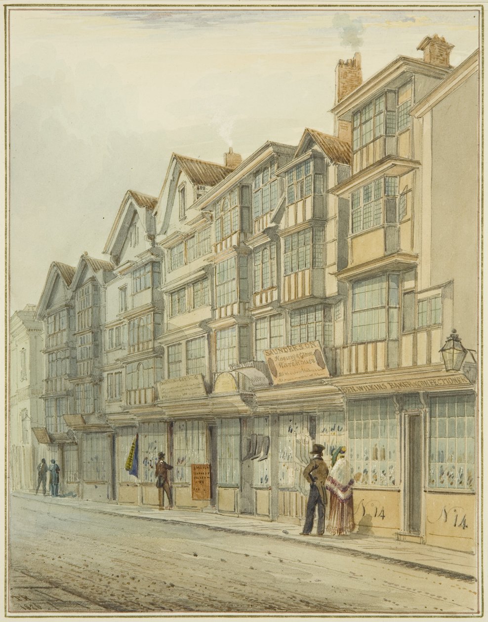 Felnézek a Broad Streetre (akvarell papíron) alkotó: Thomas Leeson the Elder Rowbotham