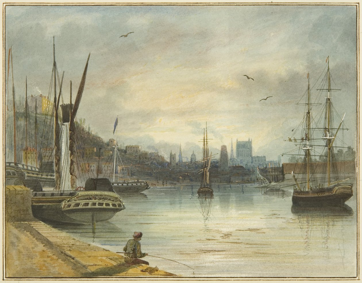 Felnézve az úszó kikötőre a katedrális felé, az Old Floating Dock bejáratától alkotó: Thomas Leeson the Elder Rowbotham