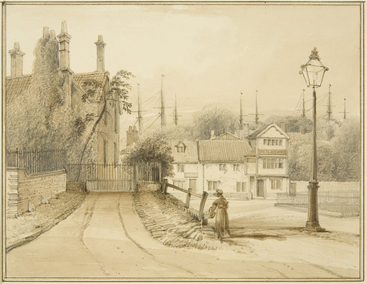 Lower College Green vagy College Square (akvarell papíron) alkotó: Thomas Leeson the Elder Rowbotham
