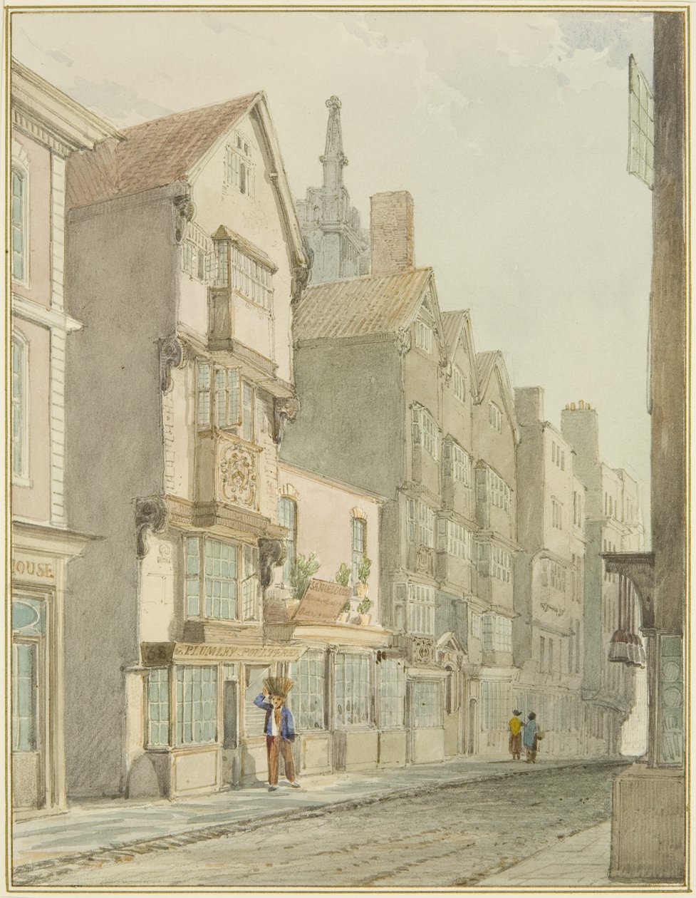 Mary-le-Port utca (akvarell papíron) alkotó: Thomas Leeson the Elder Rowbotham