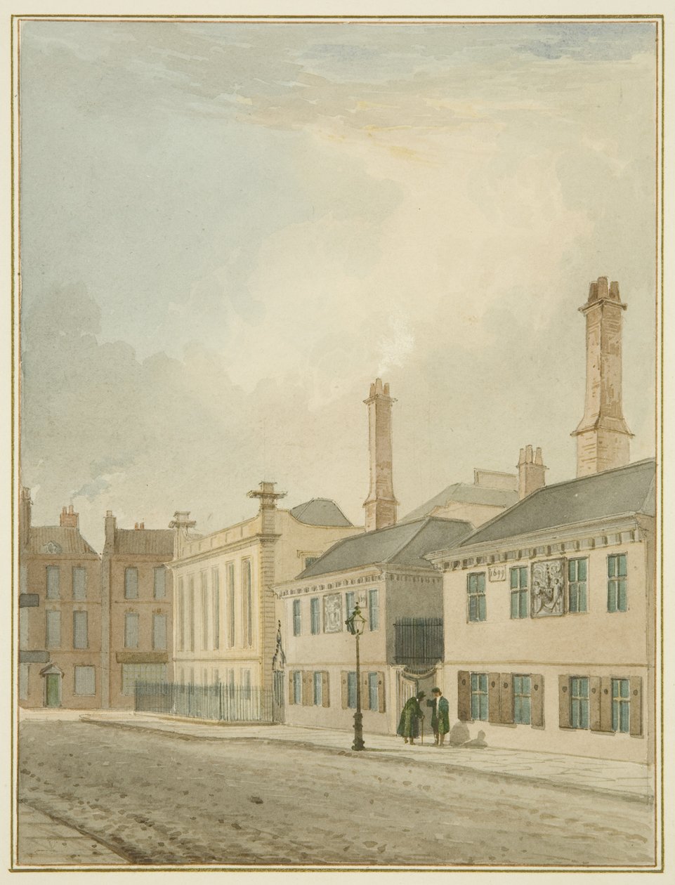 Kereskedelmi tengerészek alamizsnái, King Street (akvarell papíron) alkotó: Thomas Leeson the Elder Rowbotham