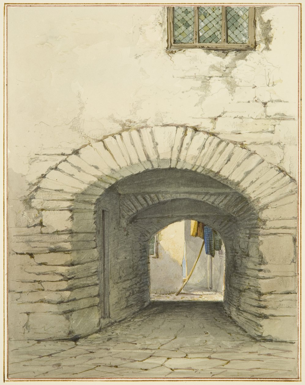 Passage Archway a Marsh Street mellett (akvarell papíron) alkotó: Thomas Leeson the Elder Rowbotham