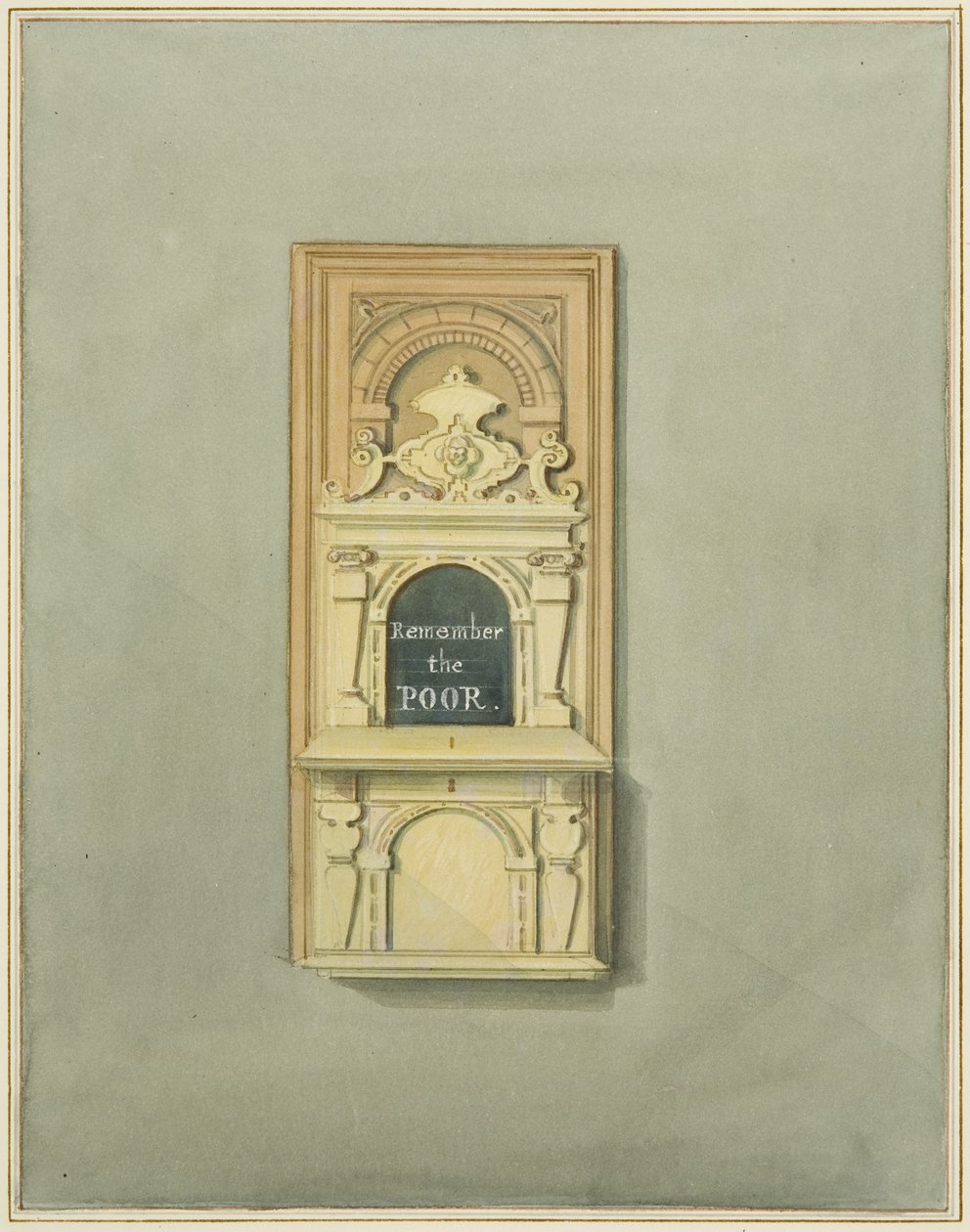 Szegénydoboz a Szent János templomban (akvarell papíron) alkotó: Thomas Leeson the Elder Rowbotham