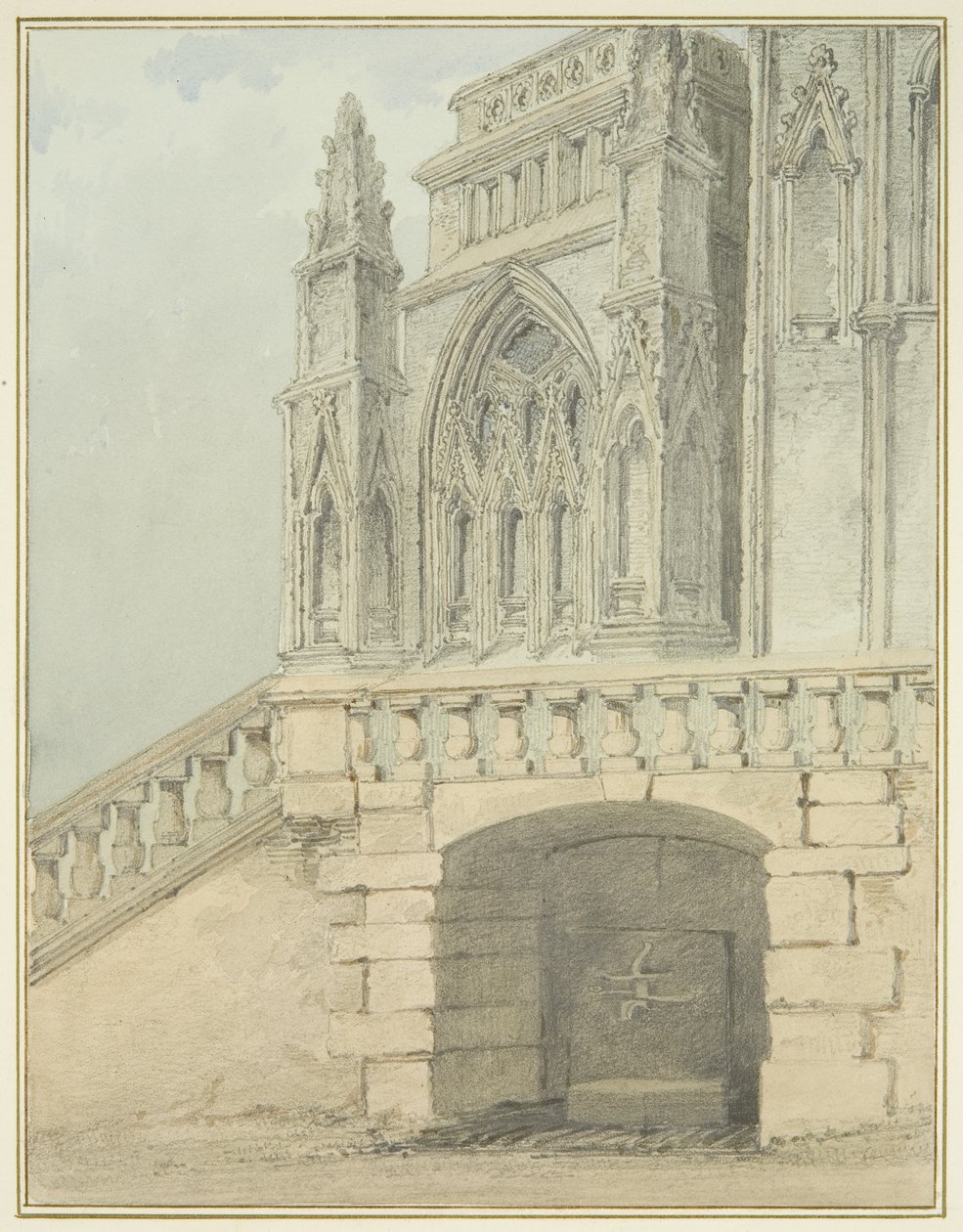 Redcliffe vezeték és a North Porch egy része (akvarell papíron) alkotó: Thomas Leeson the Elder Rowbotham