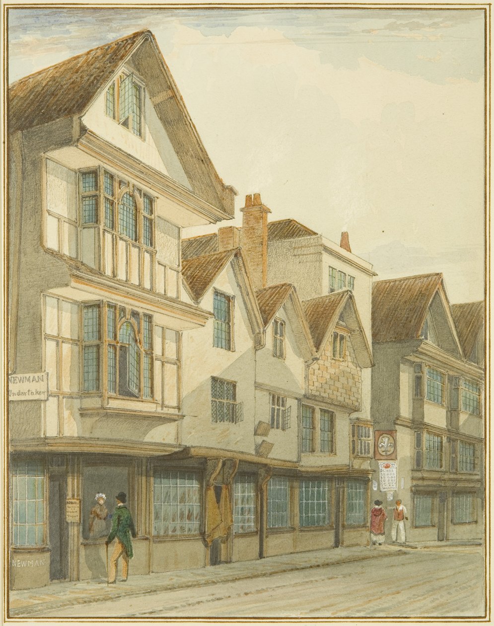 Redcliffe Street, "Plume of Feathers" (akvarell papíron) látható alkotó: Thomas Leeson the Elder Rowbotham