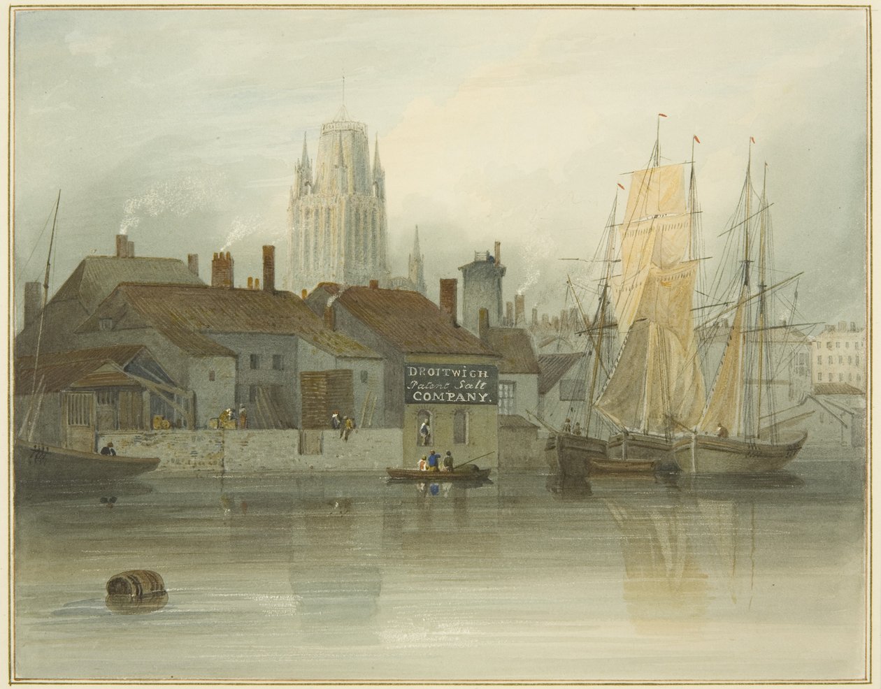Redcliffe torony és vissza a kompjáratról, Queen Square, 1826 alkotó: Thomas Leeson the Elder Rowbotham