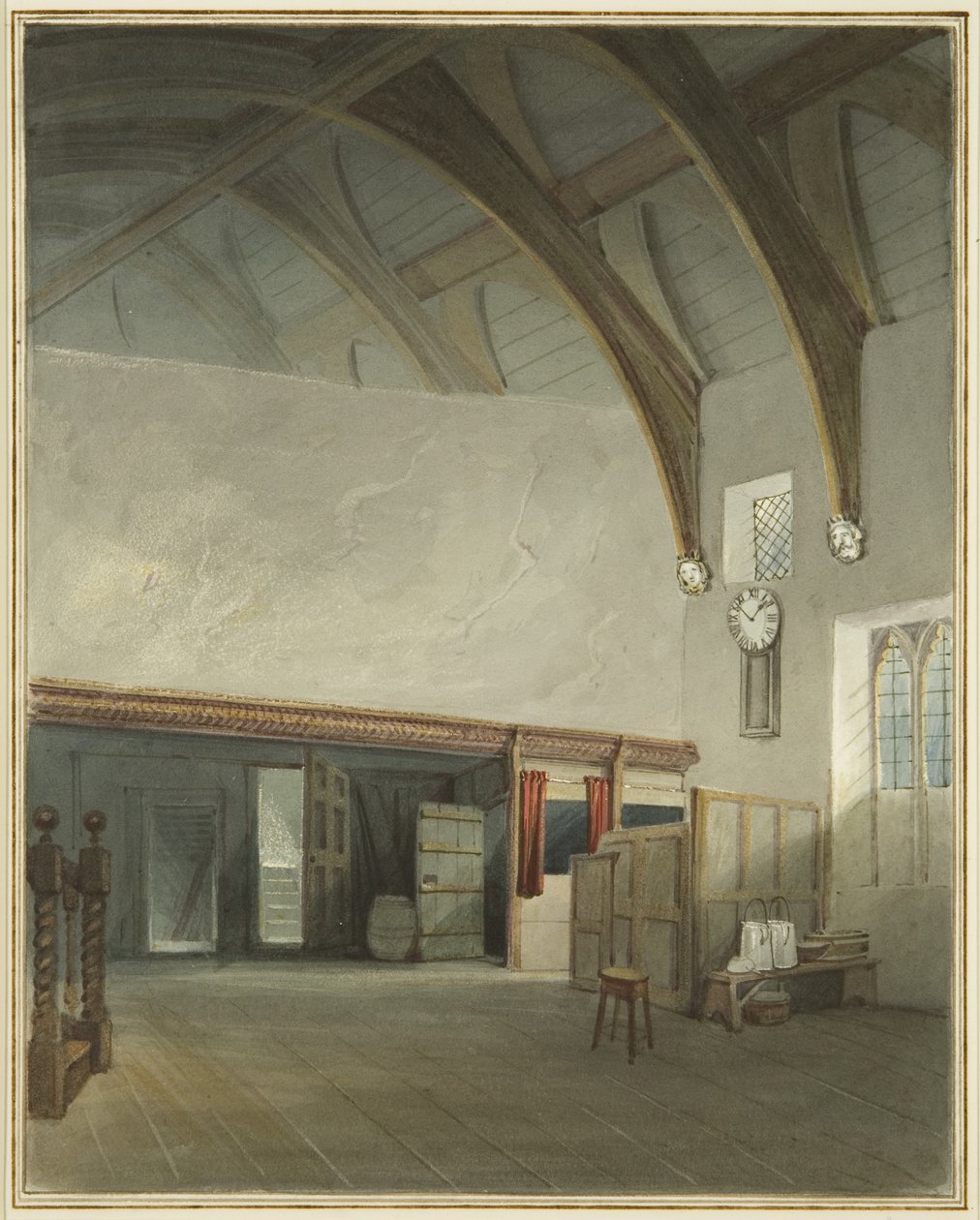 Szoba egy házban a Cider House Passage-ben, a Broad Street mellett (akvarell papíron) alkotó: Thomas Leeson the Elder Rowbotham
