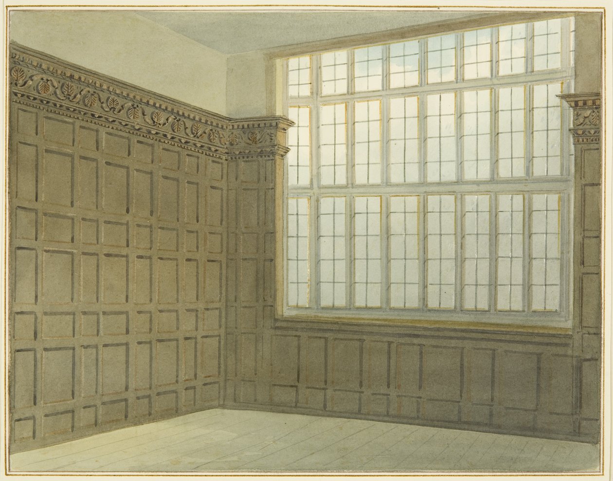 Szoba a pénzverde északi oldalán, jelenleg Szent Péter Kórház (akvarell papíron) alkotó: Thomas Leeson the Elder Rowbotham
