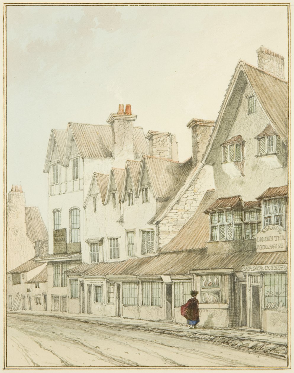 A West Street déli oldala, Lawfords Gate nélkül (ceruza és akvarell papíron) alkotó: Thomas Leeson the Elder Rowbotham