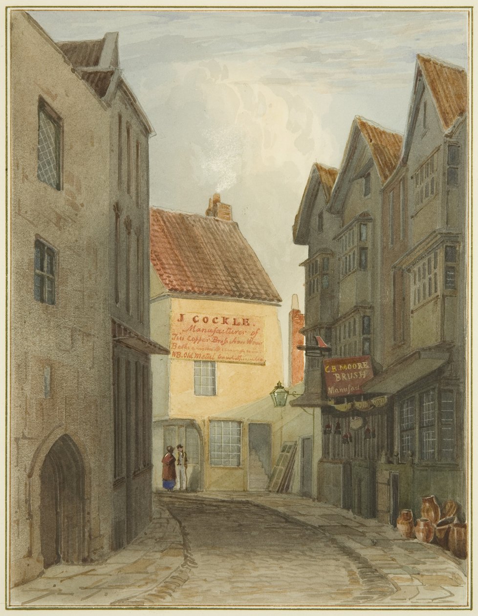 St Nicholas Street a Corn Street találkozásától (akvarell papíron) alkotó: Thomas Leeson the Elder Rowbotham