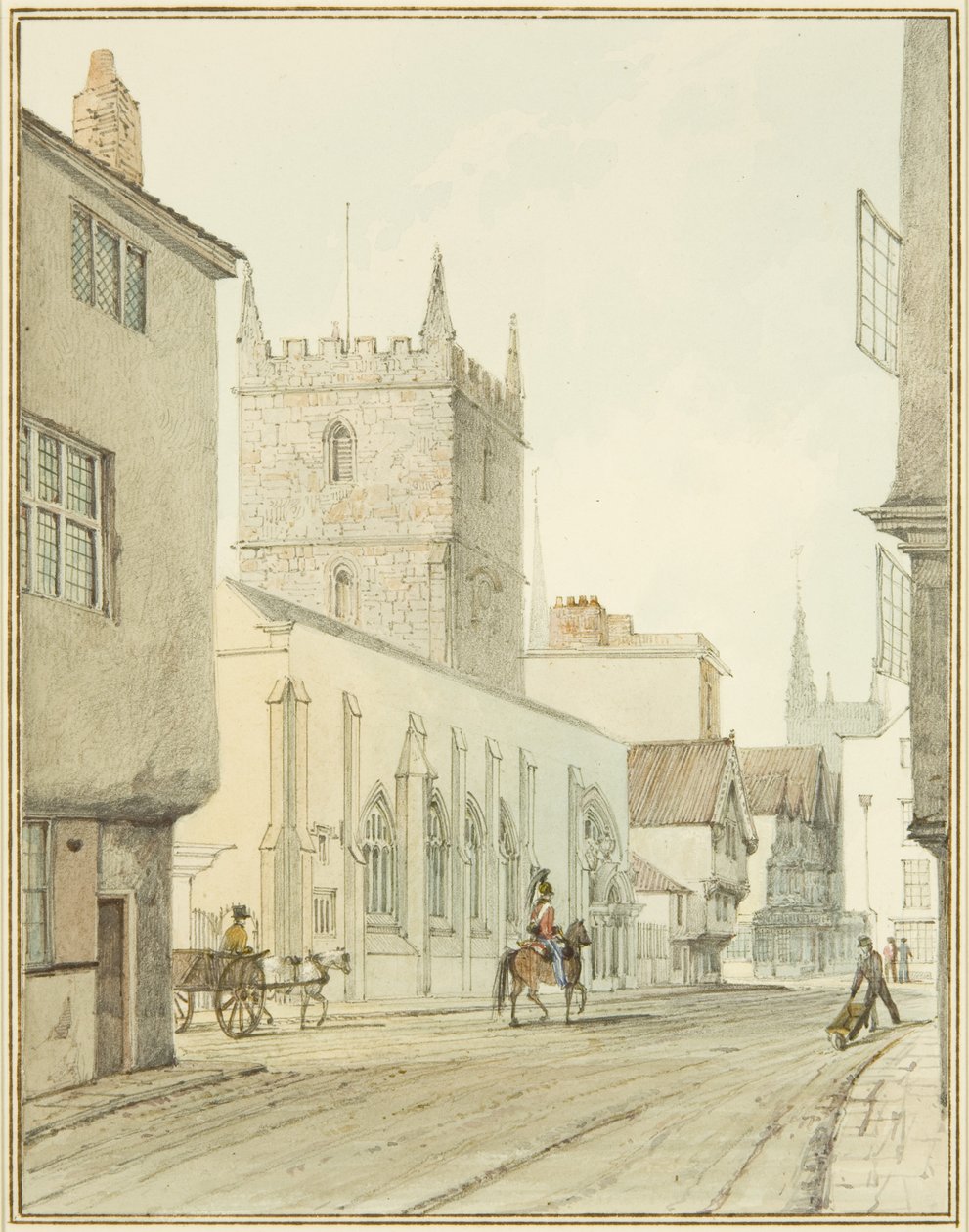Szent Péter templom és plébánia (akvarell, papír) alkotó: Thomas Leeson the Elder Rowbotham