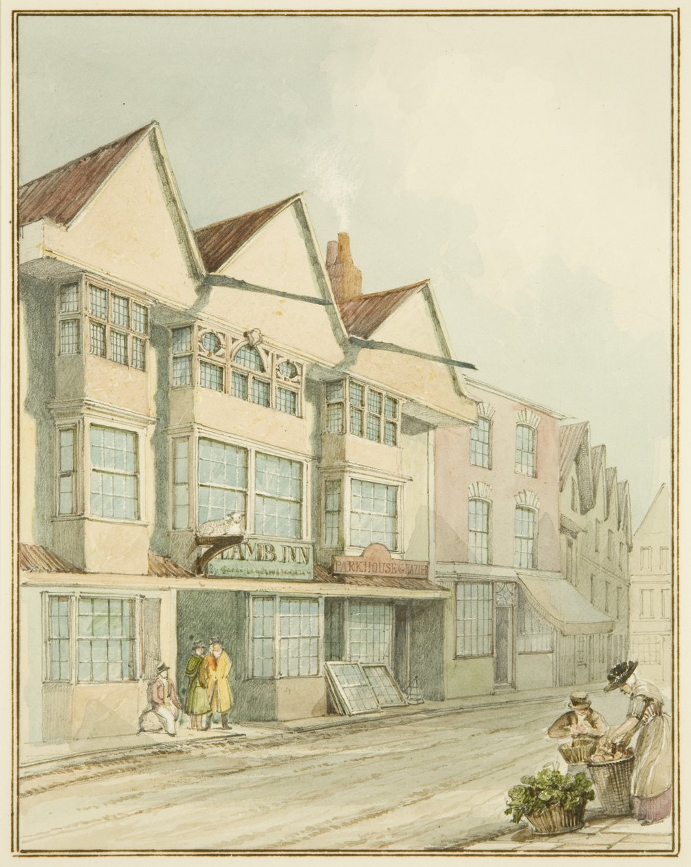 The Lamb Inn, West Street (akvarell papíron) alkotó: Thomas Leeson the Elder Rowbotham