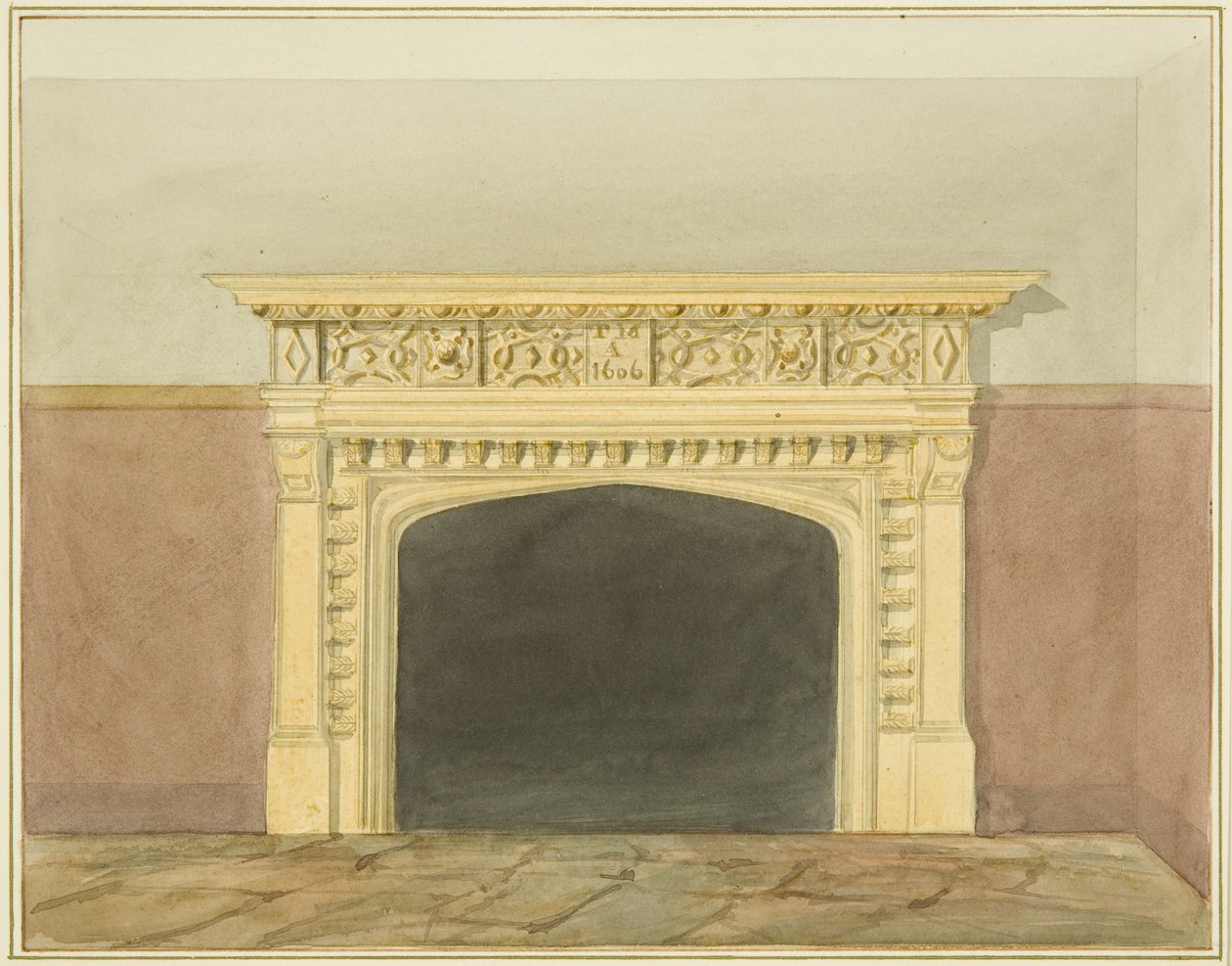 „A felkelő nap”, Várárok, kémény (akvarell, papír) alkotó: Thomas Leeson the Elder Rowbotham