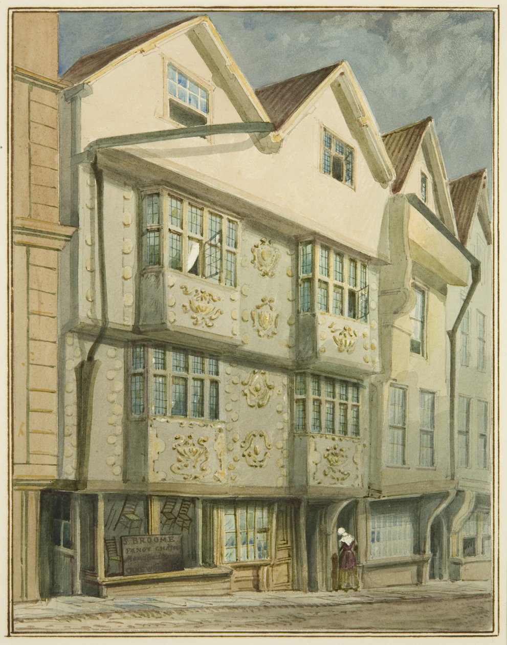 A Baldwin Street északi oldala (akvarell papíron) alkotó: Thomas Leeson the Elder Rowbotham