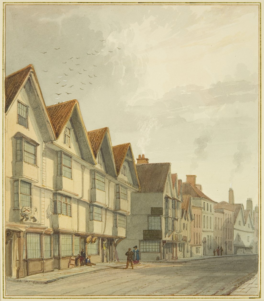 Thomas Street, "Fehér Oroszlán" (akvarell papíron) alkotó: Thomas Leeson the Elder Rowbotham