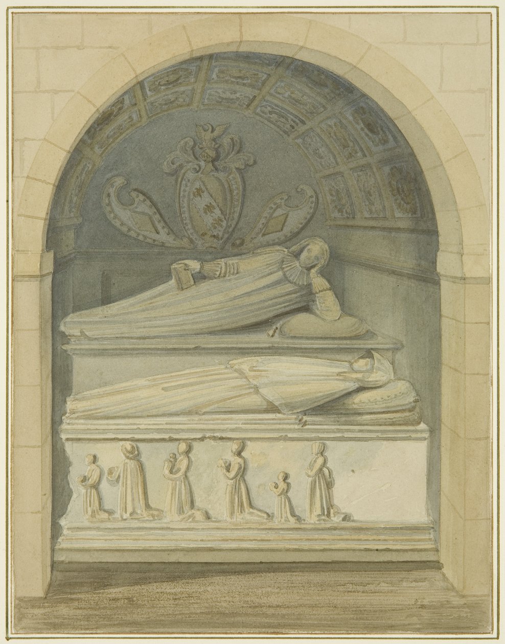 Hugh Brown sírja a Szent János-templom templomkertjében (akvarell papíron) alkotó: Thomas Leeson the Elder Rowbotham